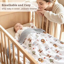 Load image into Gallery viewer, HOMRITAR Animals Baby Blanket for Boys Girls Double Layer Dotted Backing
