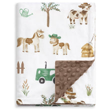 Load image into Gallery viewer, Cows Baby Blankets for Boys, Super Soft Newborn Nursery Minky Blanket with Double Layer Dotted Backing, Cozy Printed Bed Throw Blanket, Farm Horse Animals 30 x 40 Inch
