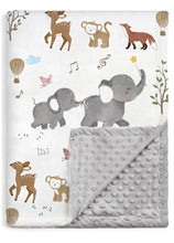 Load image into Gallery viewer, Baby Blankets for Unisex Boys Girls, Super Soft Nursery Minky Blankets with Woodland Animal Design and Dotted Fleece Backing, Printed Bed Throws Newborn Toddler Gift 30 x 40 Inch