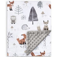 Load image into Gallery viewer, HOMRITAR Baby Blanket for Boys Girls Soft Plush Minky Blanket with Forest Foxes Multicolor Printed