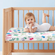 Load image into Gallery viewer, Super Soft Jersey Knit Crib Sheet with Floral Design 28"x 52"x 9''