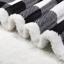 Load image into Gallery viewer, Sherpa Fleece Blanket for Couch Super Soft Warm Blanket with Plaid Design ( Black/White, 50 x 60 inch)