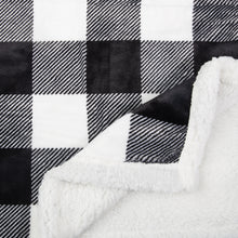 Load image into Gallery viewer, Sherpa Fleece Blanket for Couch Super Soft Warm Blanket with Plaid Design ( Black/White, 50 x 60 inch)