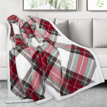 Load image into Gallery viewer, Sherpa Fleece Blanket with Plaid Design for Kids ( Red, 50 x 60 inch)