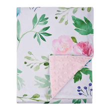 Load image into Gallery viewer, Elegant Receiving Blanket with Pink Floral Multicolor Printed Blanket 30 x 40 Inch(75x100cm), Navy Blue
