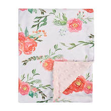 Load image into Gallery viewer, Elegant Receiving Blanket with Pink Floral Multicolor Printed Blanket 30 x 40 Inch(75x100cm), Navy Blue
