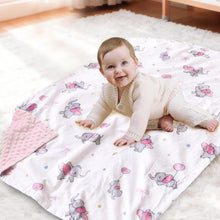 Load image into Gallery viewer, Super Soft Baby Blanket for Girls, Elephant Print Minky Receiving Blanket for Newborn Nursery, Double Layer Dotted Backing Cozy Bed Throw, Pink, 30x40 Inch
