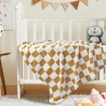 Load image into Gallery viewer, Super Soft Baby Blankets for Boys Girls Warm Cozy Reversible Checkerboard Toddlers Blanket, Fluffy Fuzzy Plush Lightweight Bed Blanket with Chessboard Grid Design 350GSM Khaki 30 x 40 Inch
