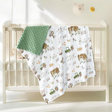 Load image into Gallery viewer, Baby Blanket for Boys Girls Soft Plush Minky Toddler Blanket with Double Layer Dotted Backing, Cute Farm Cow Multicolor Printed 30 x 40 Inch (75 x 100 cm)
