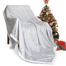 Load image into Gallery viewer, Minky Blanket with Sherpa Plush Backing (50 x 60 Inch, Lovely Grey Star)
