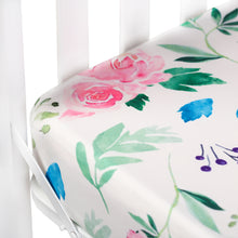 Load image into Gallery viewer, Super Soft Jersey Knit Crib Sheet with Floral Design 28"x 52"x 9''
