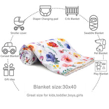Load image into Gallery viewer, Receiving Blanket with Blue Floral Multicolor Printed Blanket 30 x 40 Inch(75x100cm)

