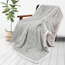 Load image into Gallery viewer, Minky Blanket with Sherpa Plush Backing (50 x 60 Inch, Lovely Grey Star)
