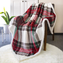 Load image into Gallery viewer, Sherpa Fleece Blanket with Plaid Design for Kids ( Red, 50 x 60 inch)
