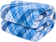 Load image into Gallery viewer, Flannel Fleece Throw Blanket with Plaid (50 x 60 inch, Blue)
