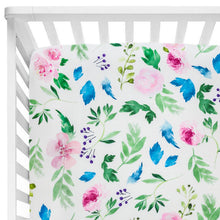 Load image into Gallery viewer, Super Soft Jersey Knit Crib Sheet with Floral Design 28"x 52"x 9''
