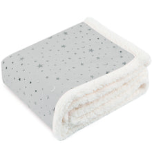 Load image into Gallery viewer, Minky Blanket with Sherpa Plush Backing (50 x 60 Inch, Lovely Grey Star)

