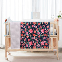 Load image into Gallery viewer, Elegant Receiving Blanket with Pink Floral Multicolor Printed Blanket 30 x 40 Inch(75x100cm), Navy Blue
